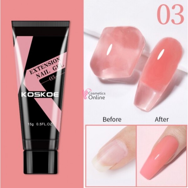 PolyGel UV/ LED pentru unghii false KOSKOE Extension Nail Gel 15 ML 03 - Rose